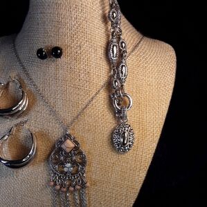 Necklace,  bracelet  two pairs of earrings